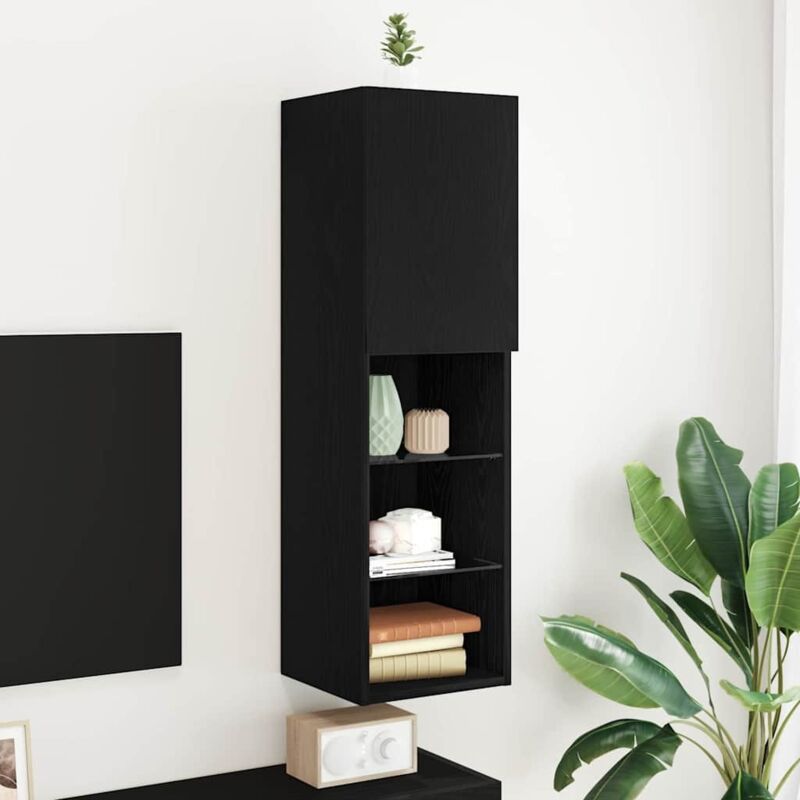 foto del prodotto vidaxl mobile tv led nero rovere 30,5x30x102 cm legno ingegnerizzato