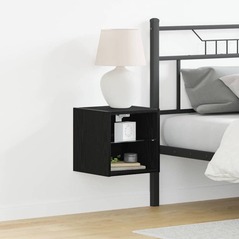 foto del prodotto vidaxl mobile tv led nero rovere 30x28,5x30 cm legno ingegnerizzato
