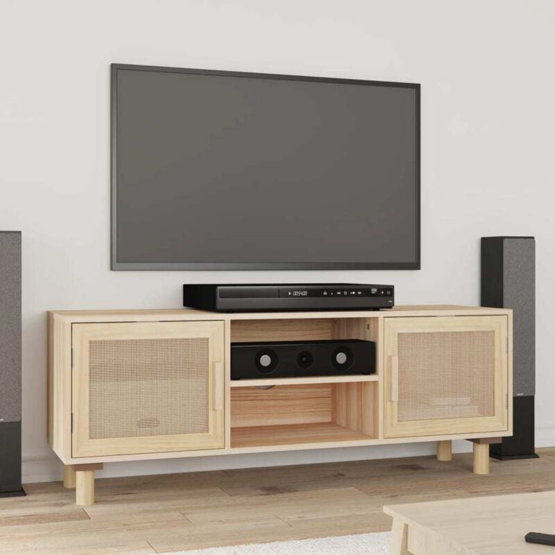 foto del prodotto vidaxl mobile tv marrone 105x30x40 cm massello pino e rattan naturale