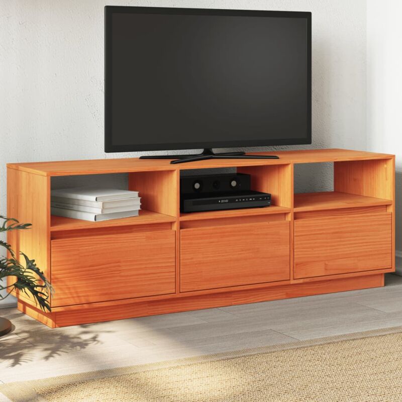 foto del prodotto vidaxl mobile tv marrone cera 140x37x50 cm legno massello di pino