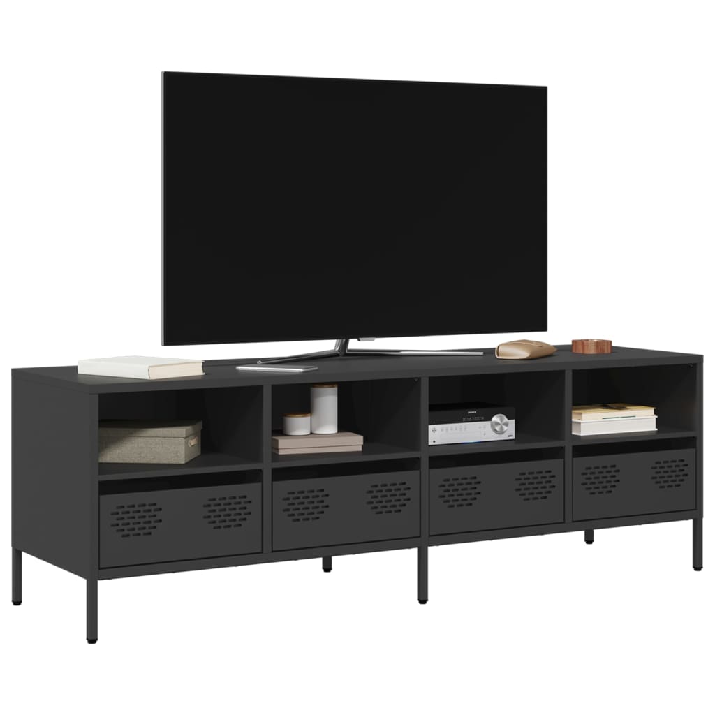 foto del prodotto vidaxl mobile tv nero 135x39x43,5 cm in acciaio laminato a freddo