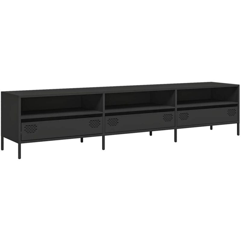 foto del prodotto vidaxl mobile tv nero 202x39x43,5 cm in acciaio laminato a freddo