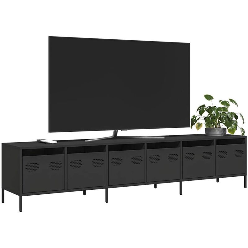 foto del prodotto vidaxl mobile tv nero 202x39x43,5 cm in acciaio laminato a freddo