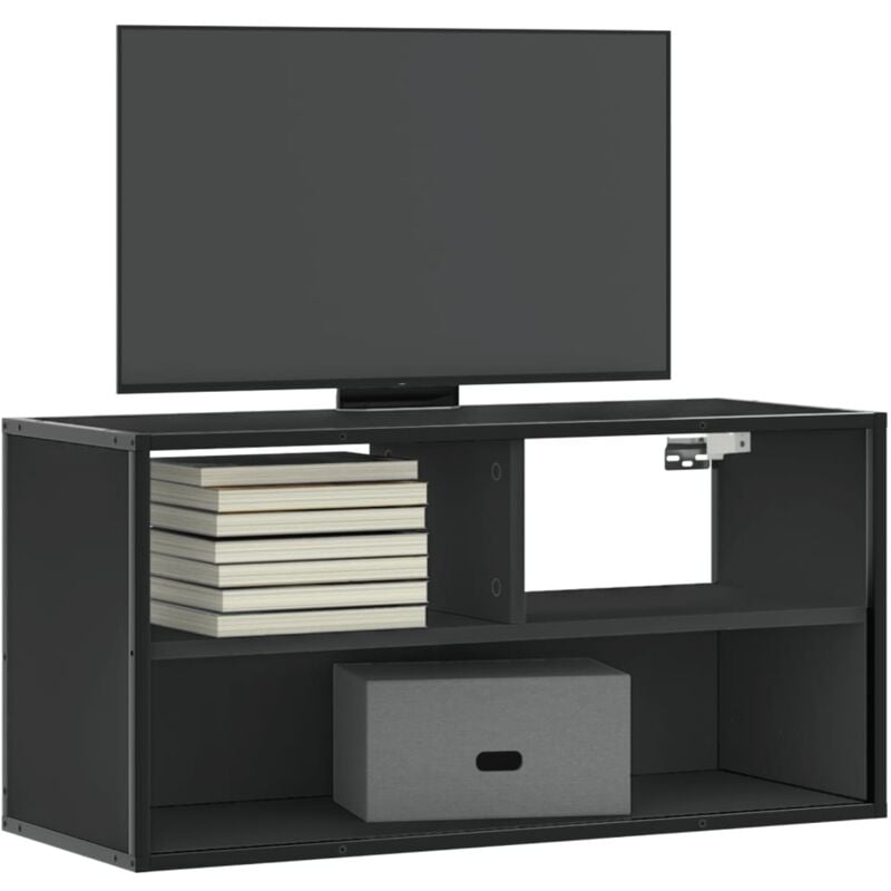 foto del prodotto vidaxl mobile tv nero 80x31x39,5 cm in truciolato e metallo