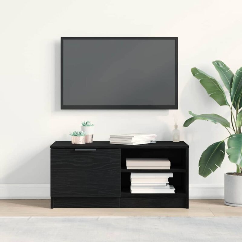 foto del prodotto vidaxl mobile tv nero rovere 80x35x36,5 cm legno ingegnerizzato