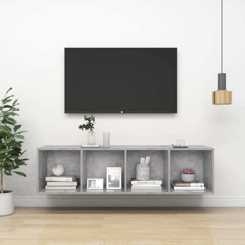 foto del prodotto vidaxl mobile tv parete grigio cemento 37x37x142,5cm legno multistrato