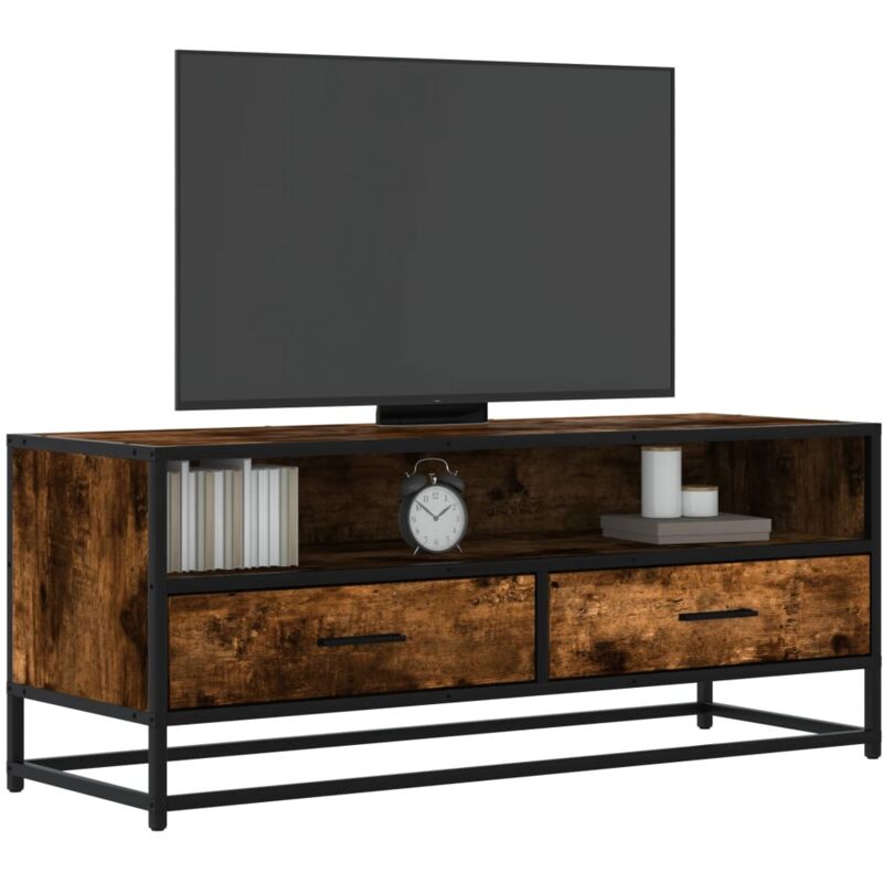 foto del prodotto vidaxl mobile tv rovere fumo 100x34,5x40cm legno multistrato e metallo