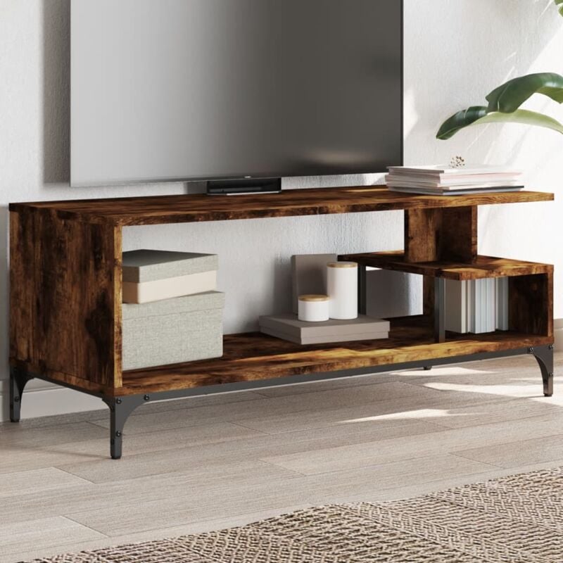 foto del prodotto vidaxl mobile tv rovere fumo 102x40x41cm legno e acciaio a polvere