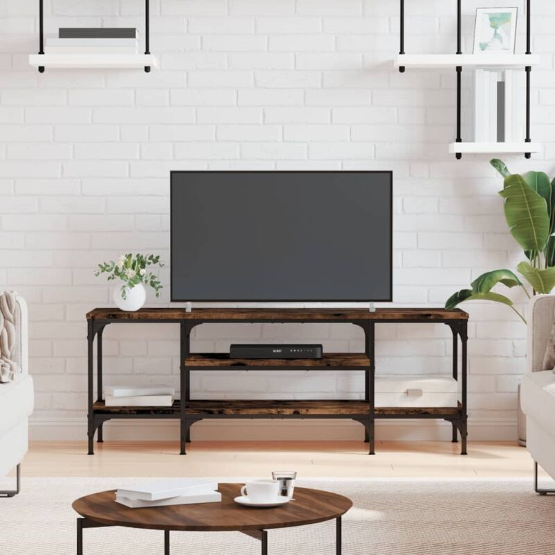 foto del prodotto vidaxl mobile tv rovere fumo 121x35x45 cm in legno multistrato e ferro