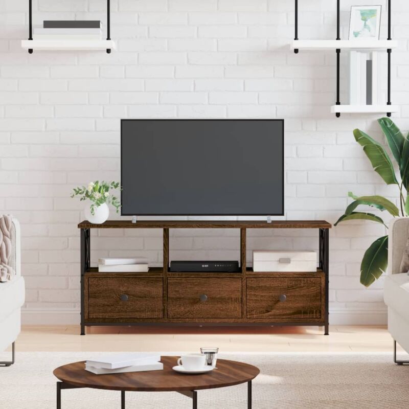 foto del prodotto vidaxl mobile tv rovere marrone 102x33x45 cm legno multistrato e ferro