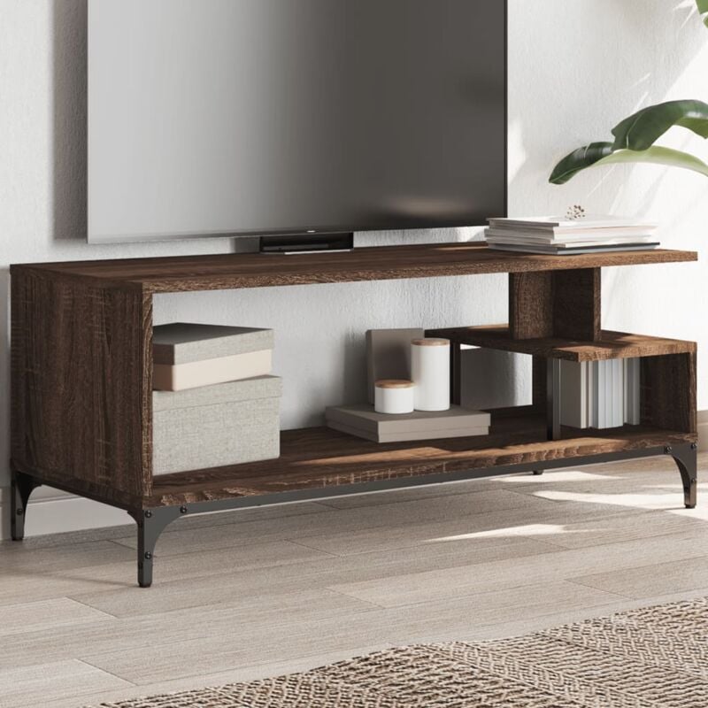 foto del prodotto vidaxl mobile tv rovere marrone 102x40x41cm legno e acciaio a polvere