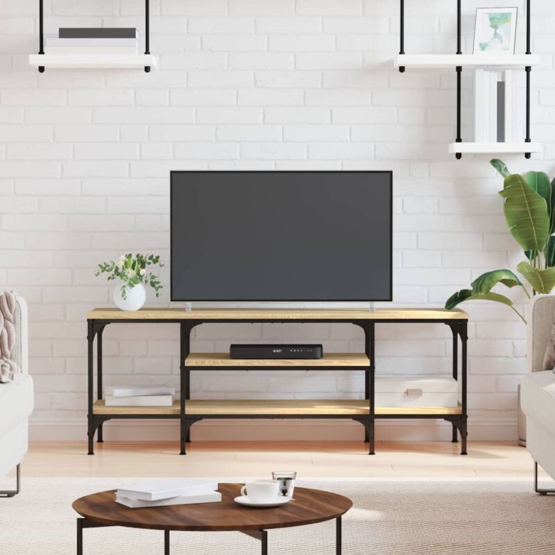 foto del prodotto vidaxl mobile tv rovere sonoma 121x35x45 cm legno multistrato e ferro