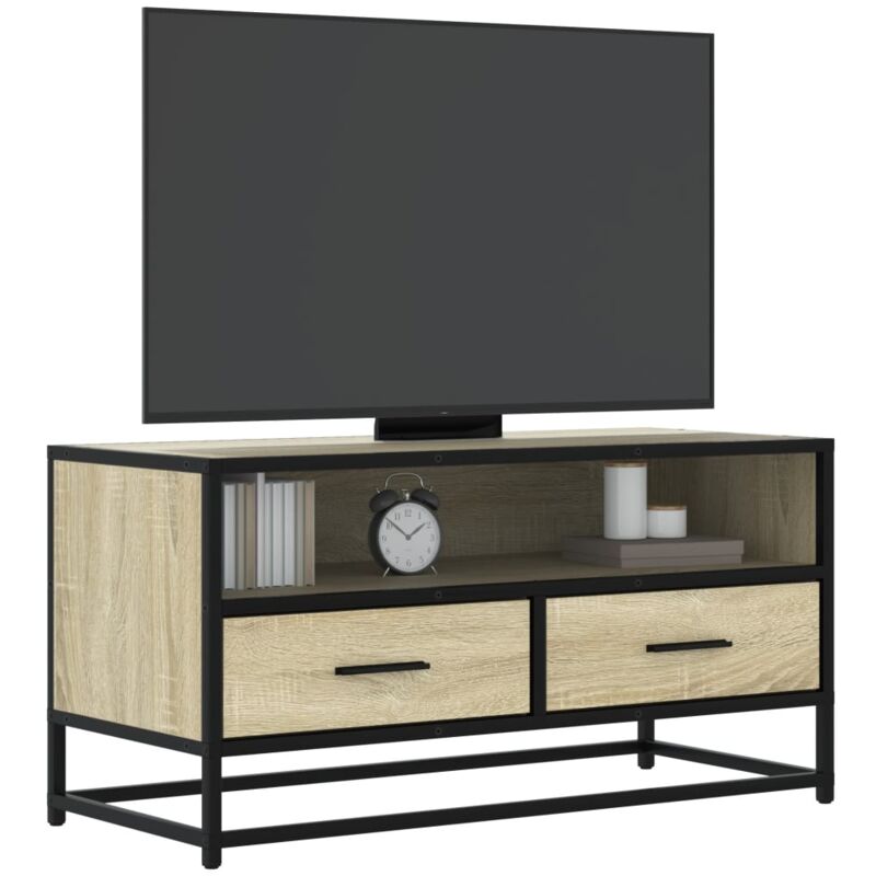 foto del prodotto vidaxl mobile tv rovere sonoma 80x34,5x40 cm legno multistrato metallo