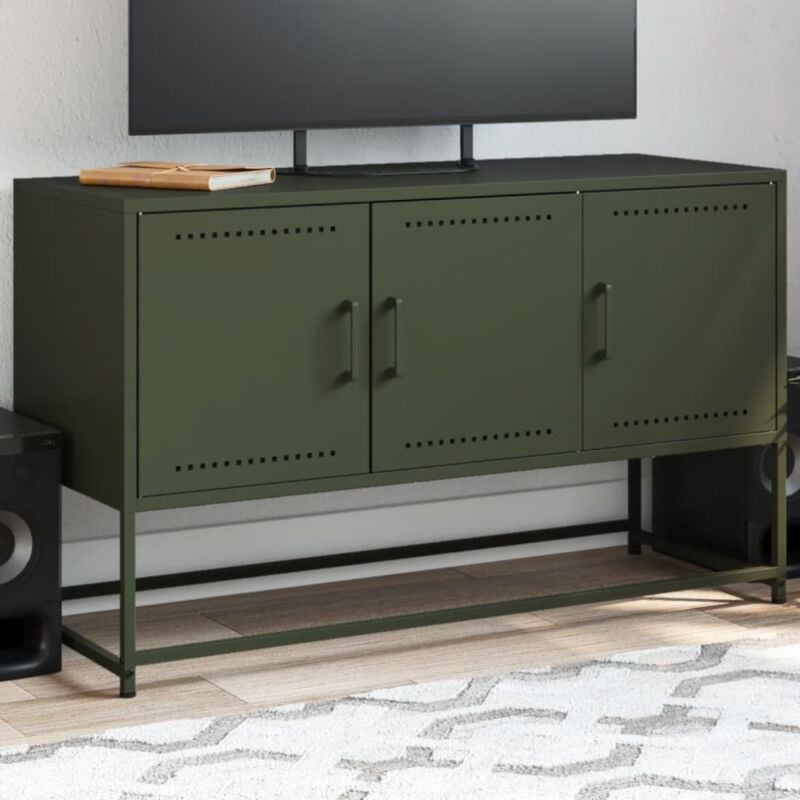 foto del prodotto vidaxl mobile tv verde oliva 100,5x39x60,5 cm in acciaio