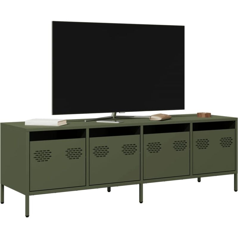 foto del prodotto vidaxl mobile tv verde oliva 135x39x43,5cm acciaio laminato a freddo