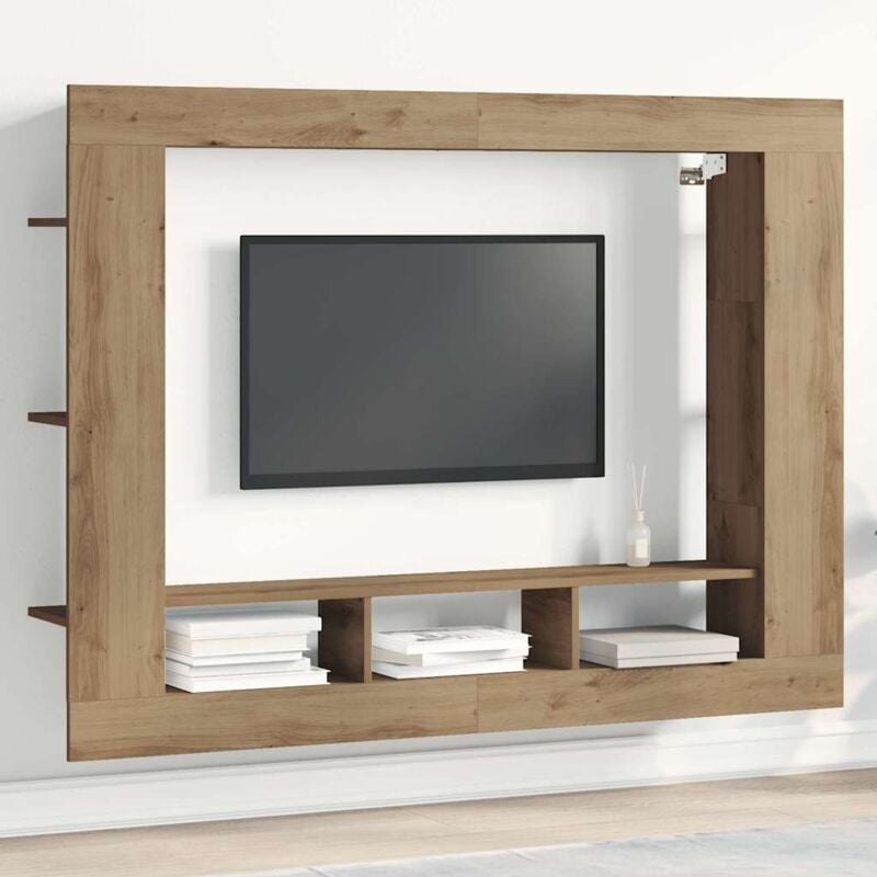 foto del prodotto vidaxl mobile tv wall mounted in rovere artigianale 152x22x113 cm
