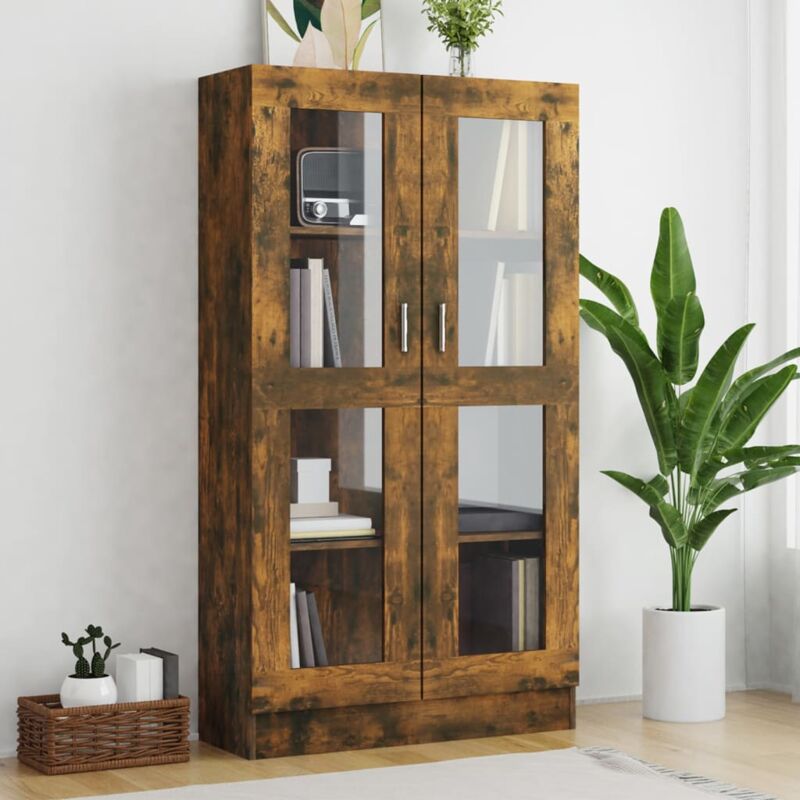 foto del prodotto vidaxl mobile vetrina rovere fumo 82,5x30,5x150cm in legno multistrato