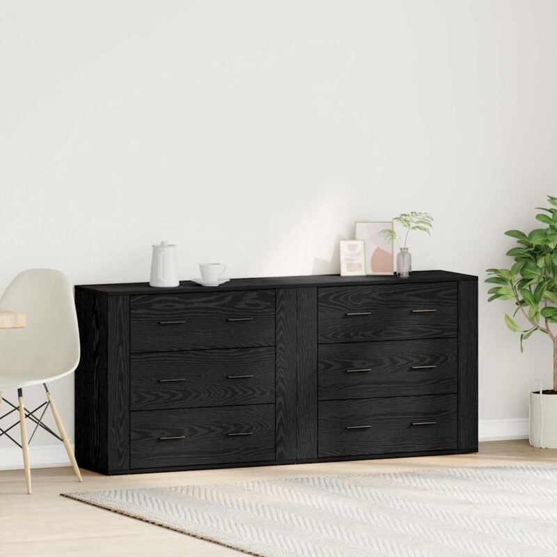 foto del prodotto vidaxl mobiletti 2 pz in rovere nero legno ingegnerizzato