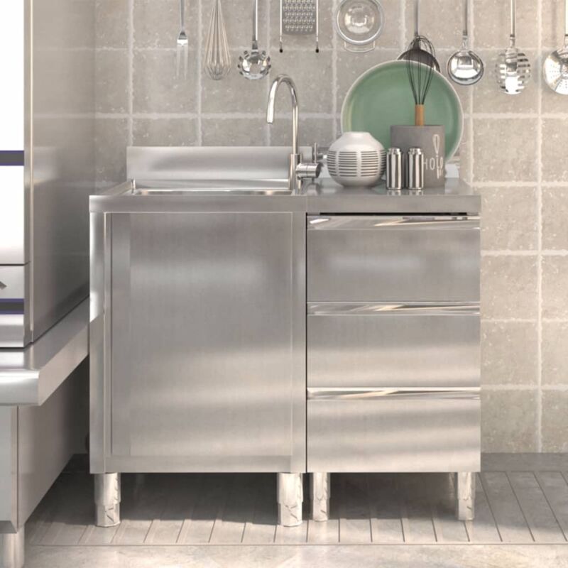 foto del prodotto vidaxl mobiletti da cucina commerciale 2 pz in acciaio inox