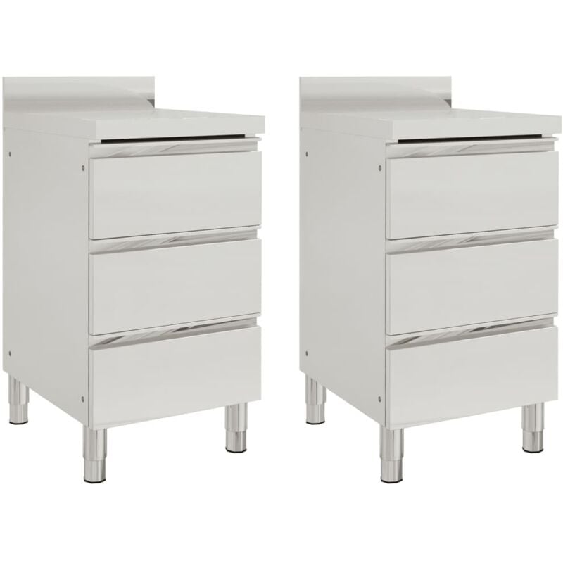 foto del prodotto vidaxl mobiletti da cucina commerciale a 3 cassetti 2 pz acciaio inox