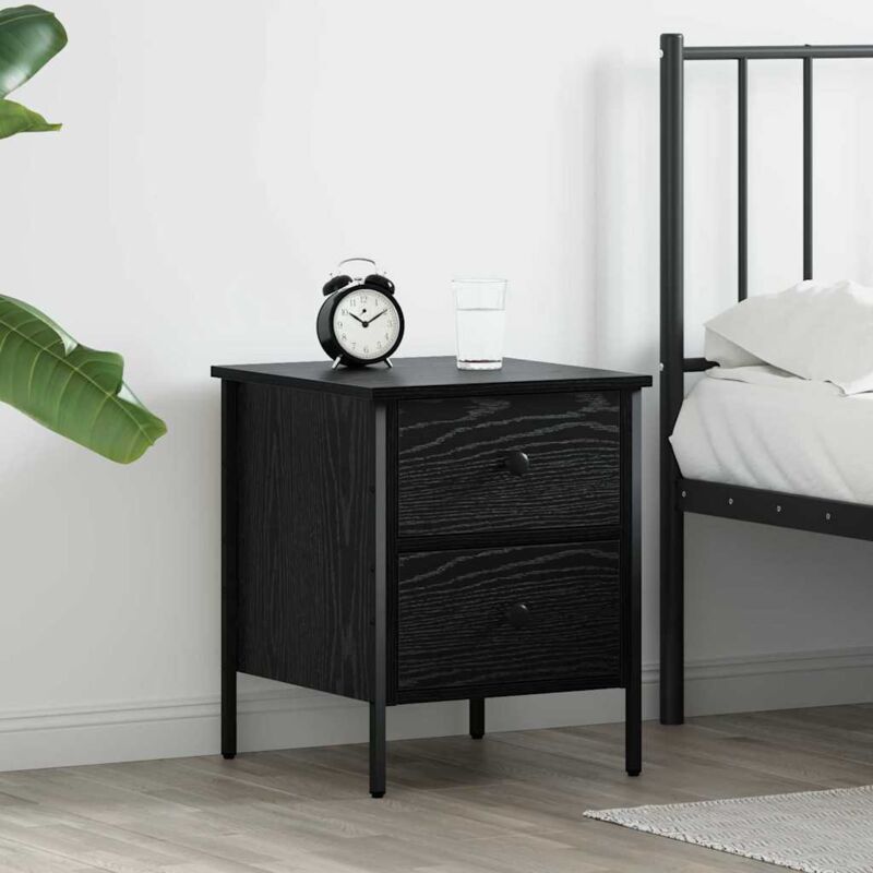 foto del prodotto vidaxl mobiletto comodino nero di quercia 40x42x50 cm in legno ingegnerizzato