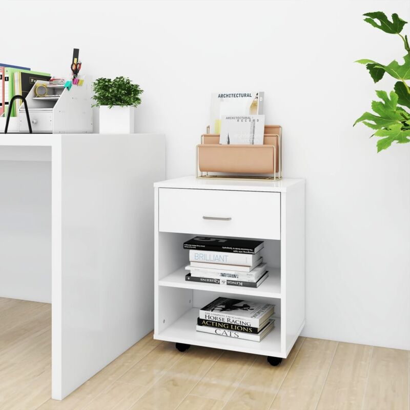 foto del prodotto vidaxl mobiletto con ruote bianco 46x36x59 cm in legno multistrato