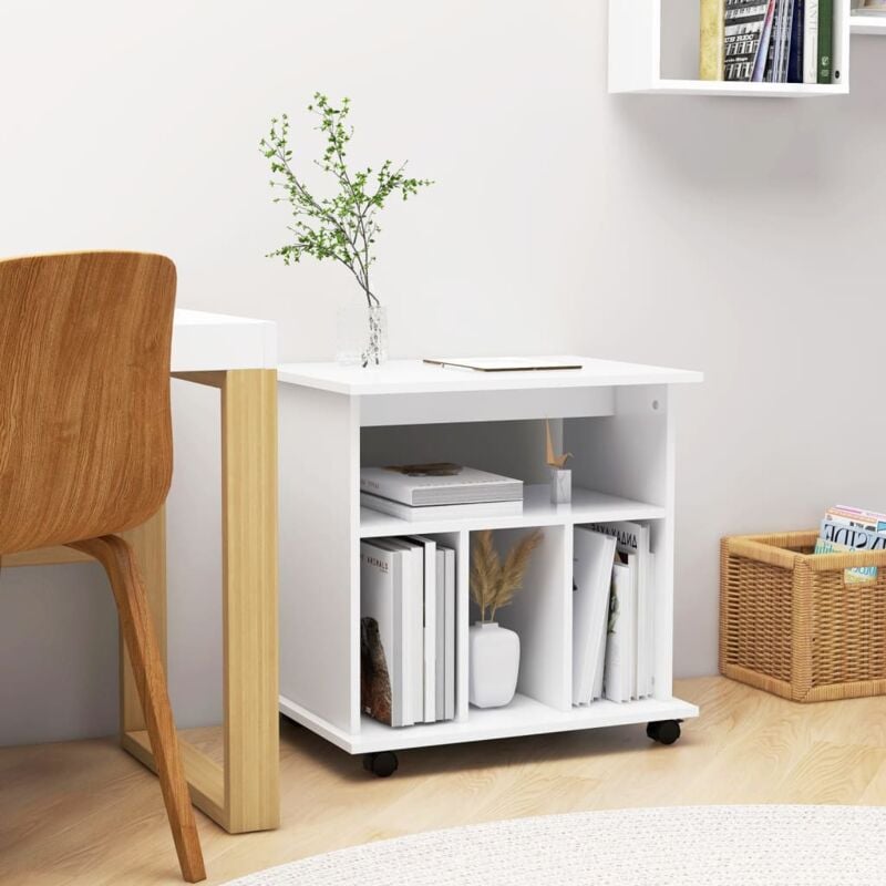 foto del prodotto vidaxl mobiletto con ruote bianco 60x45x60 cm in legno multistrato