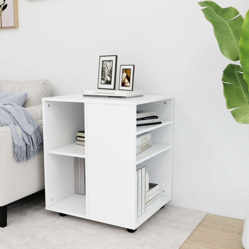 foto del prodotto vidaxl mobiletto con ruote bianco 60x53x72 cm in legno multistrato
