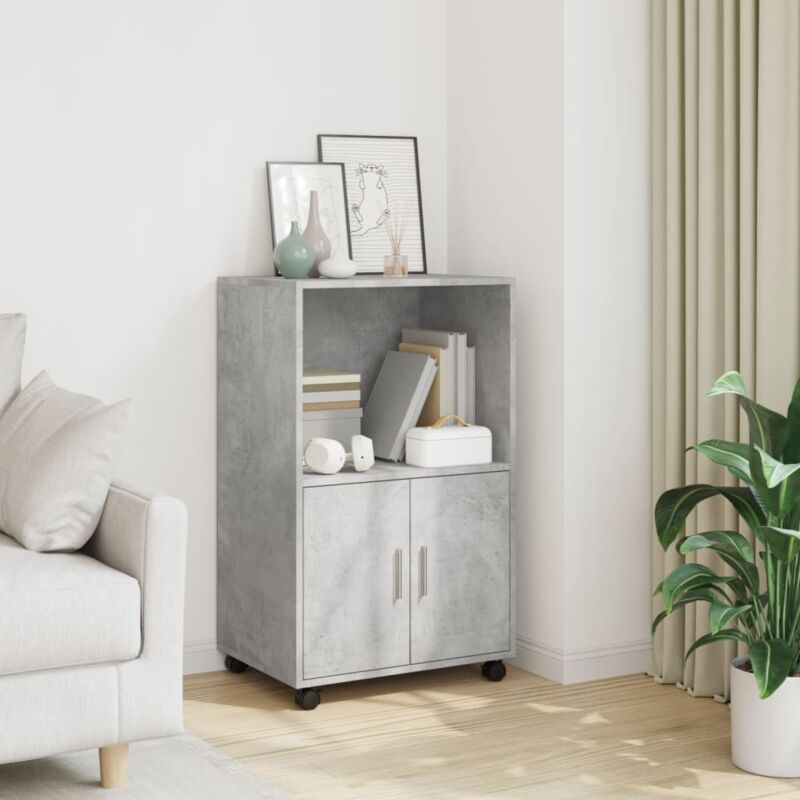 foto del prodotto vidaxl mobiletto con ruote grigio cemento 55x40x91 cm in truciolato
