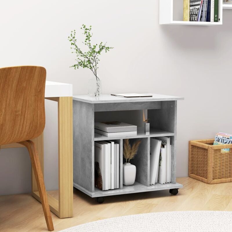 foto del prodotto vidaxl mobiletto con ruote grigio cemento 60x45x60cm legno multistrato