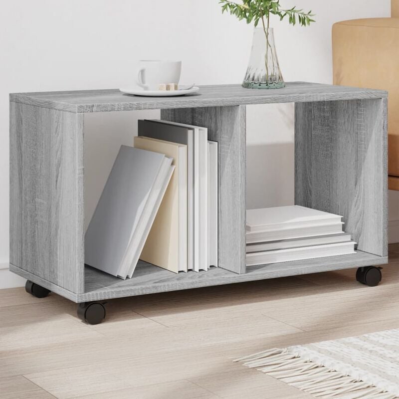 foto del prodotto vidaxl mobiletto con ruote grigio sonoma 72x33x42,5 cm in truciolato