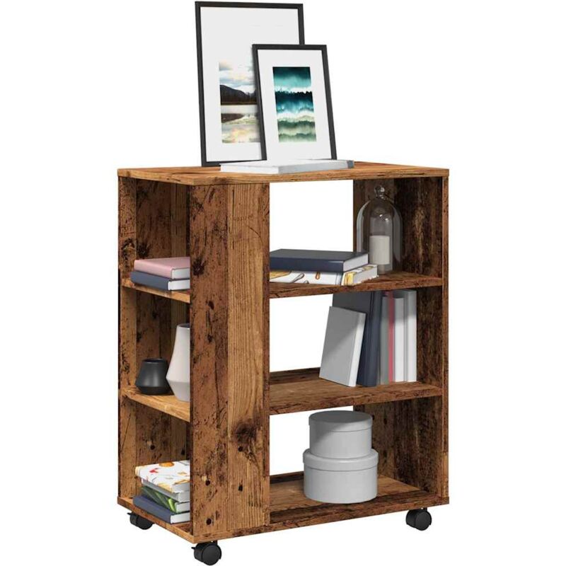 foto del prodotto vidaxl mobiletto con ruote legno antico 60x35x75 cm legno multistrato