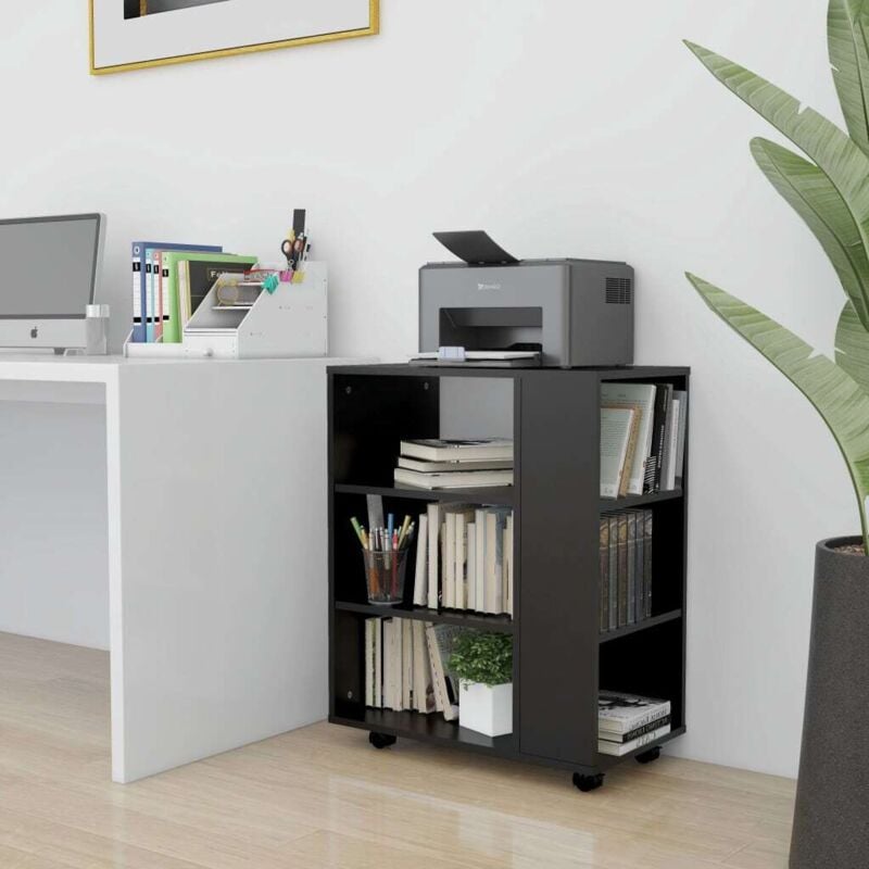foto del prodotto vidaxl mobiletto con ruote nero 60x35x75 cm in legno multistrato