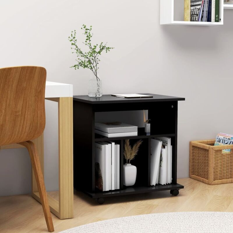 foto del prodotto vidaxl mobiletto con ruote nero 60x45x60 cm in legno multistrato