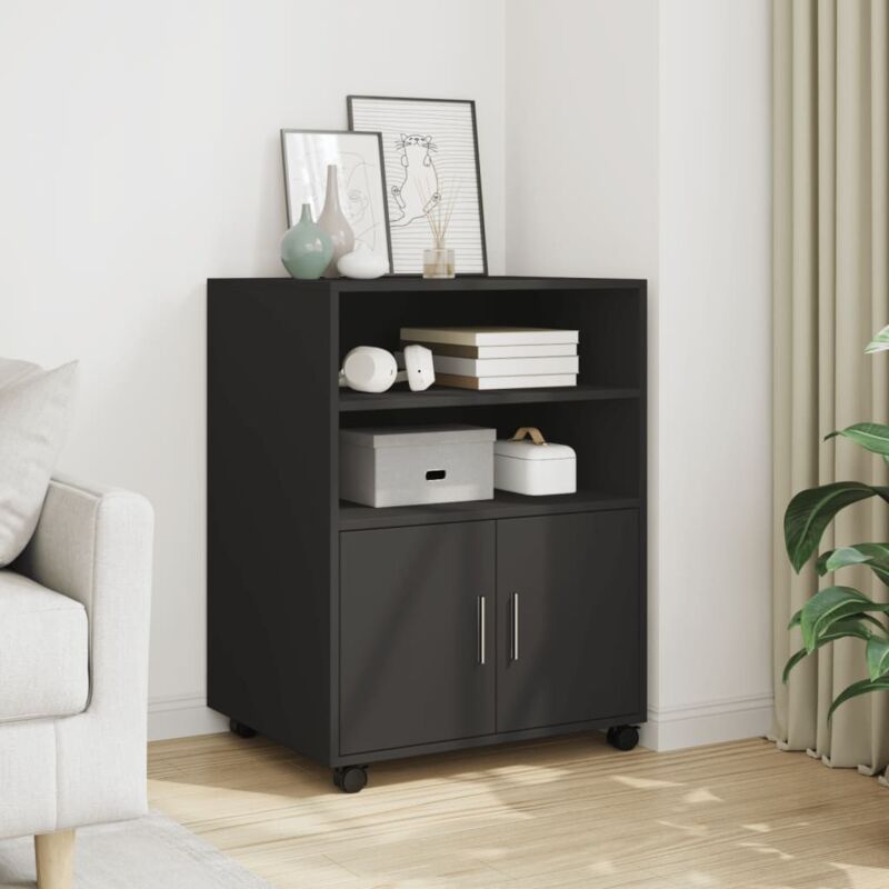 foto del prodotto vidaxl mobiletto con ruote nero 60x48x81 cm in truciolato