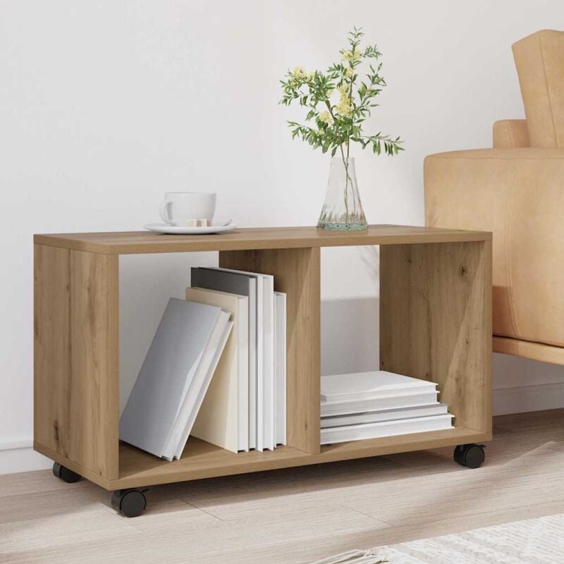 foto del prodotto vidaxl - mobiletto con ruote rovere artigianale 72x33x42,5 cm truciolato
