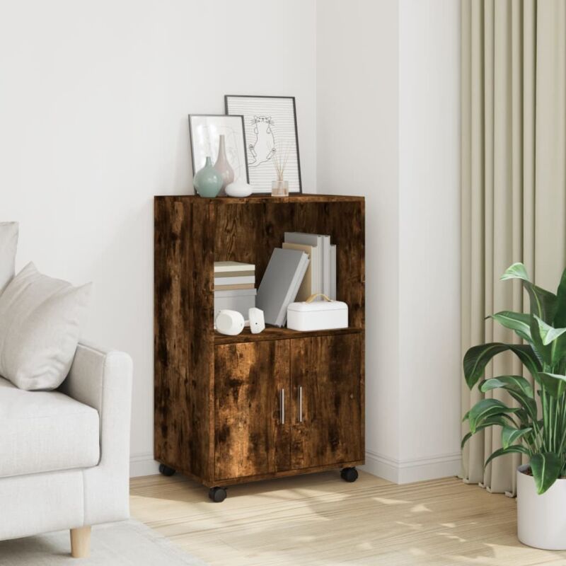 foto del prodotto vidaxl mobiletto con ruote rovere fumo 55x40x91 cm in truciolato