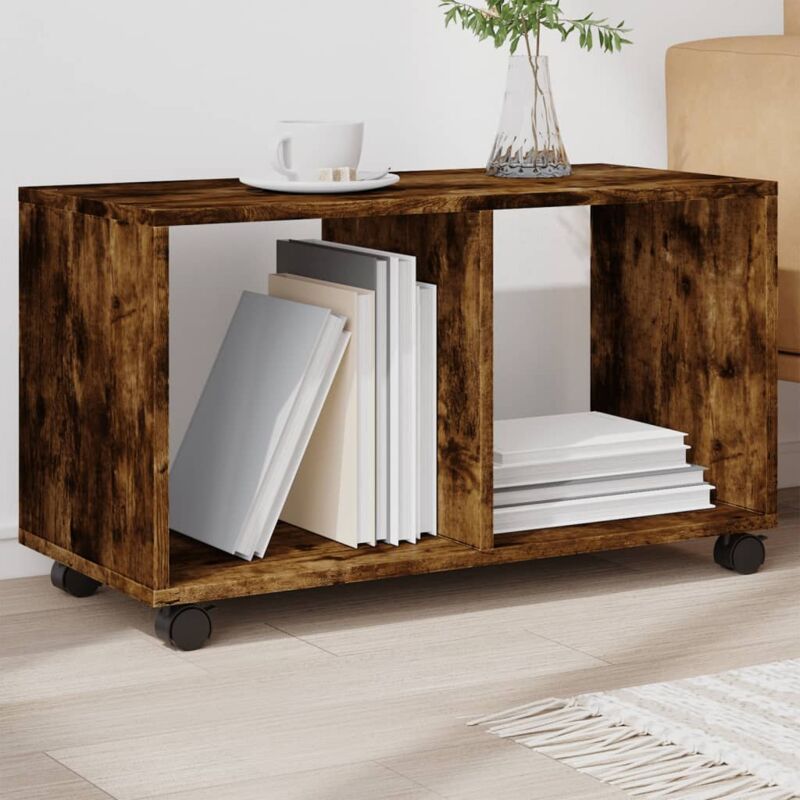 foto del prodotto vidaxl mobiletto con ruote rovere fumo 72x33x42,5 cm in truciolato