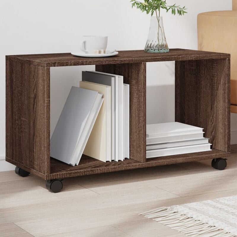 foto del prodotto vidaxl mobiletto con ruote rovere marrone 72x33x42,5 cm in truciolato