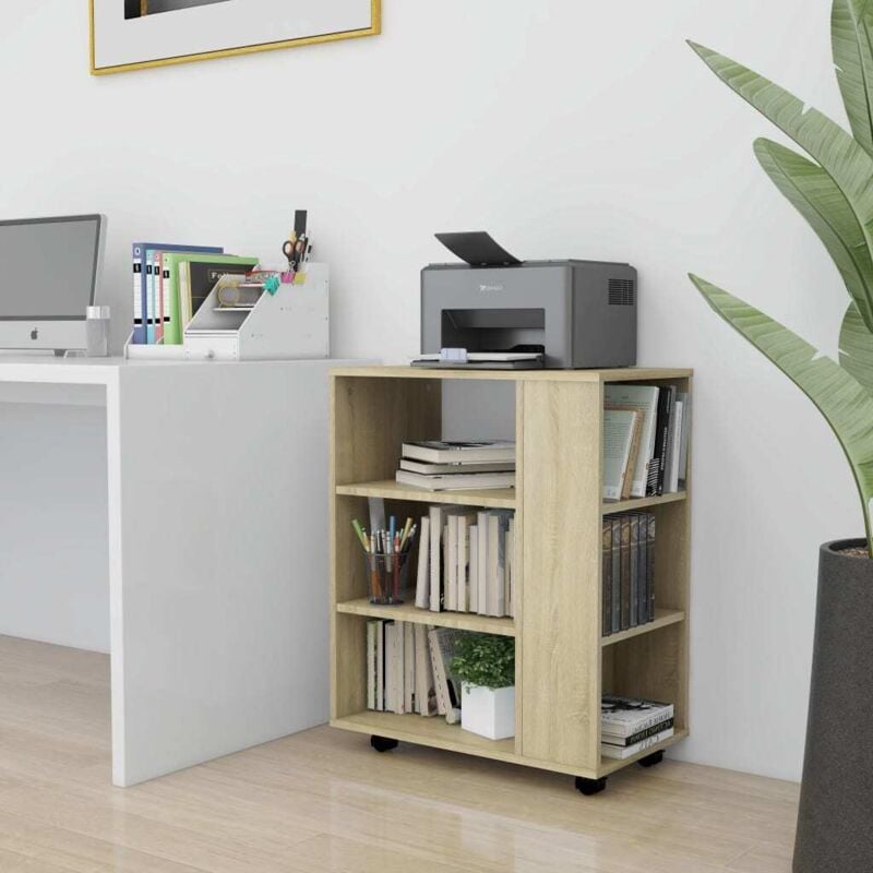 foto del prodotto vidaxl mobiletto con ruote rovere sonoma 60x35x75 cm legno multistrato