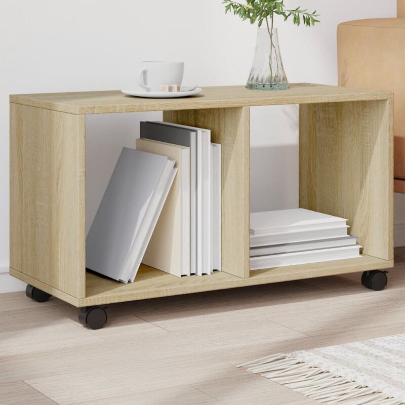foto del prodotto vidaxl mobiletto con ruote rovere sonoma 72x33x42,5 cm in truciolato