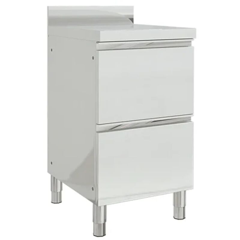 foto del prodotto vidaxl mobiletto da cucina commerciale con 2 cassetti in acciaio inox 385540