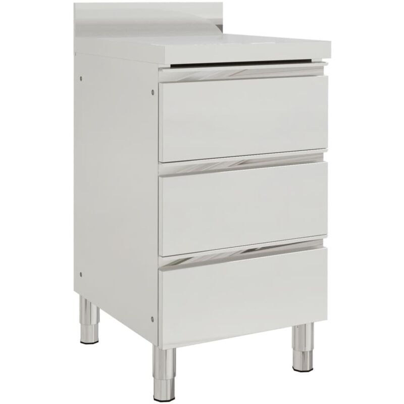 foto del prodotto vidaxl mobiletto da cucina commerciale con 3 cassetti in acciaio inox