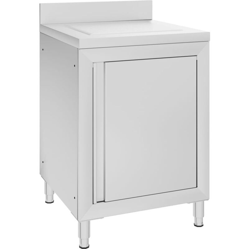 foto del prodotto vidaxl mobiletto da cucina commerciale con gocciolatoio acciaio inox