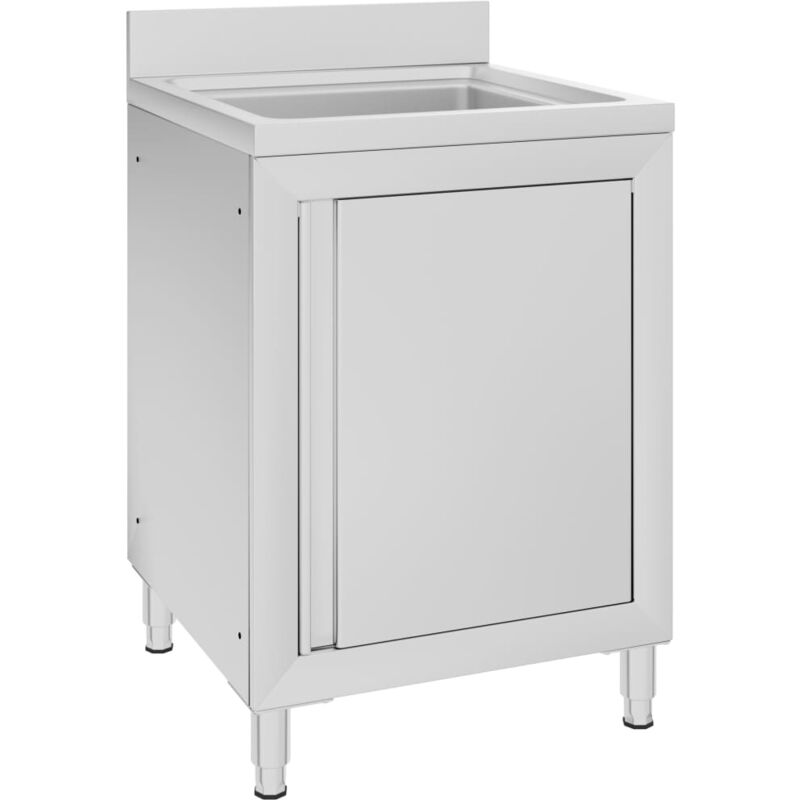 foto del prodotto vidaxl mobiletto da cucina con lavandino in acciaio inox 60x60x96 cm