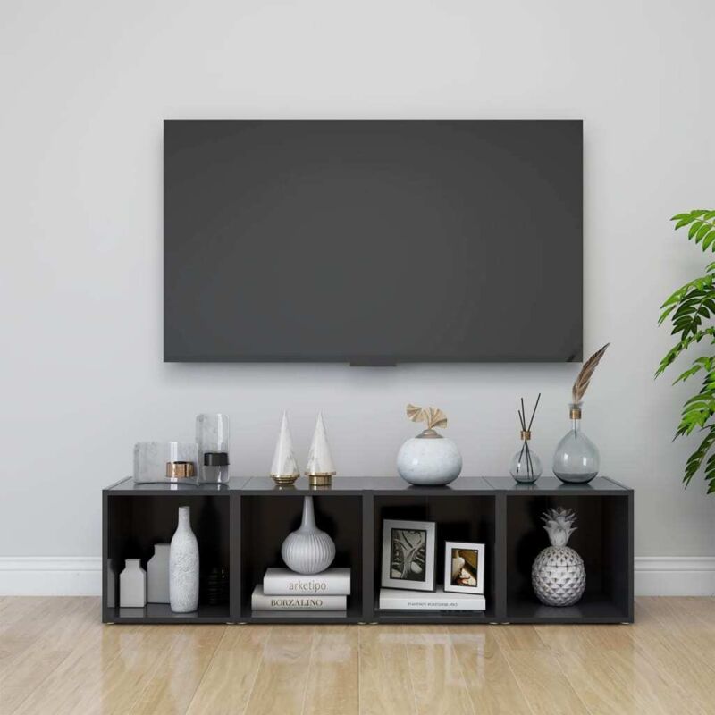 foto del prodotto vidaxl mobili porta tv 4 pz grigi 37x35x37 cm in legno multistrato