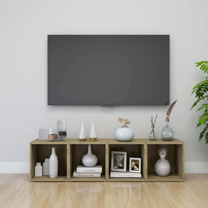 foto del prodotto vidaxl mobili porta tv 4pz rovere sonoma 37x35x37 cm legno multistrato