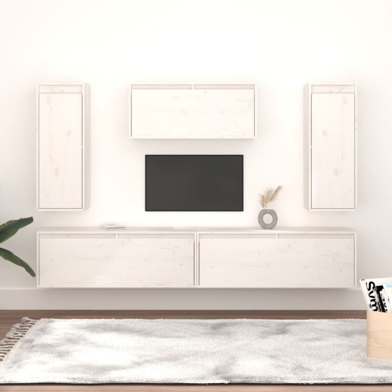foto del prodotto vidaxl mobili porta tv 5 pz bianchi in legno massello di pino
