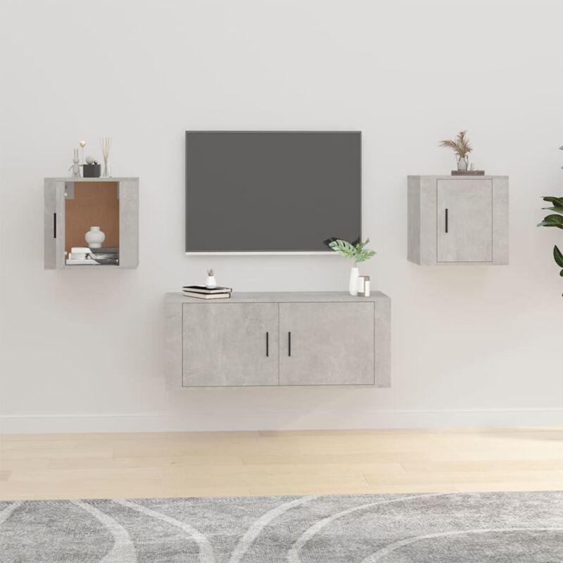 foto del prodotto vidaxl mobili porta tv a parete 2 pz grigio cemento 40x34,5x40 cm