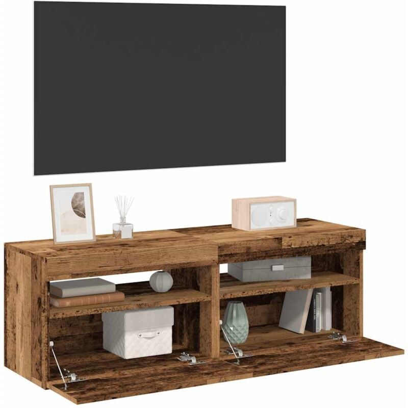 foto del prodotto vidaxl mobili porta tv con led 2 pz legno antico in legno multistrato
